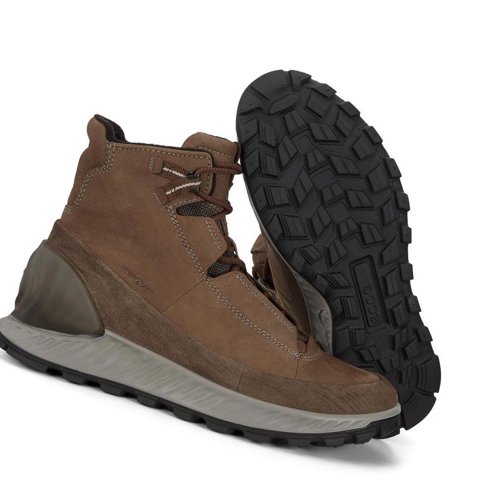 Men's Ecco Exostrike Mid Outdoor Boots Coffee / Brown | USA 441FDN